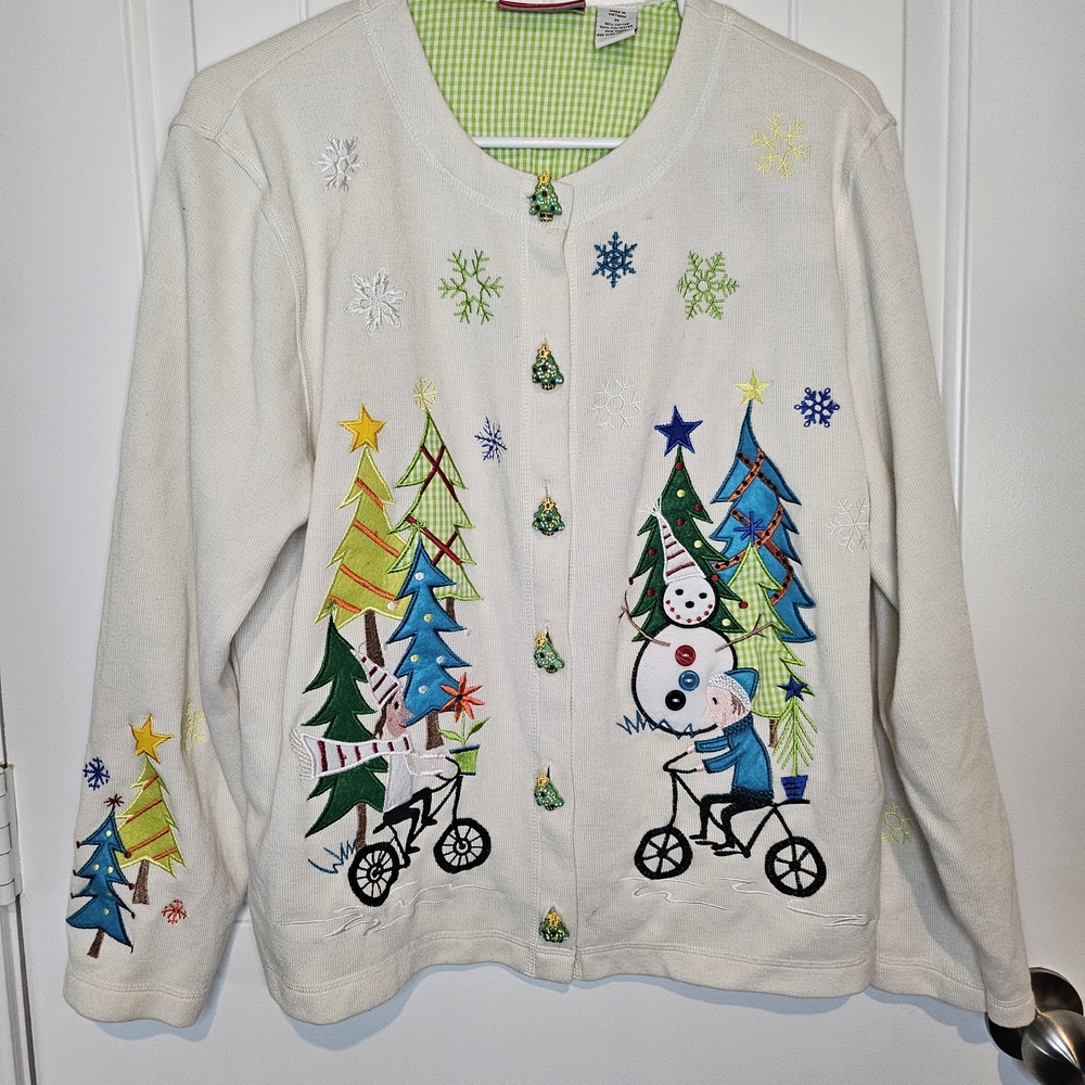 Snowman Christmas Sweater Cardigan, Onque Casuals, Holiday Fun, Teacher